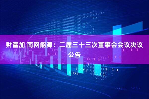 财富加 南网能源：二届三十三次董事会会议决议公告