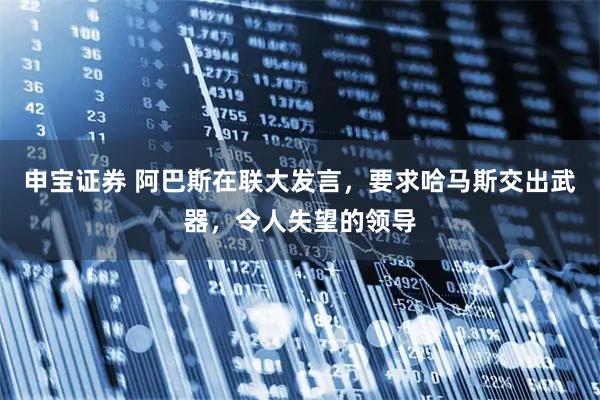 申宝证券 阿巴斯在联大发言，要求哈马斯交出武器，令人失望的领导